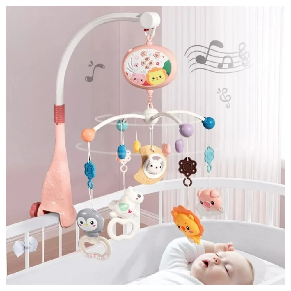 Móvil Musical Giratorio para Cuna con Animales y Proyector